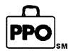 Maletín con la sigla PPO escrita dentro, que representa la cobertura red de organización de proveedores preferidos (PPO, por sus siglas en inglés)