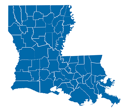 Mapa sombreado de Luisiana